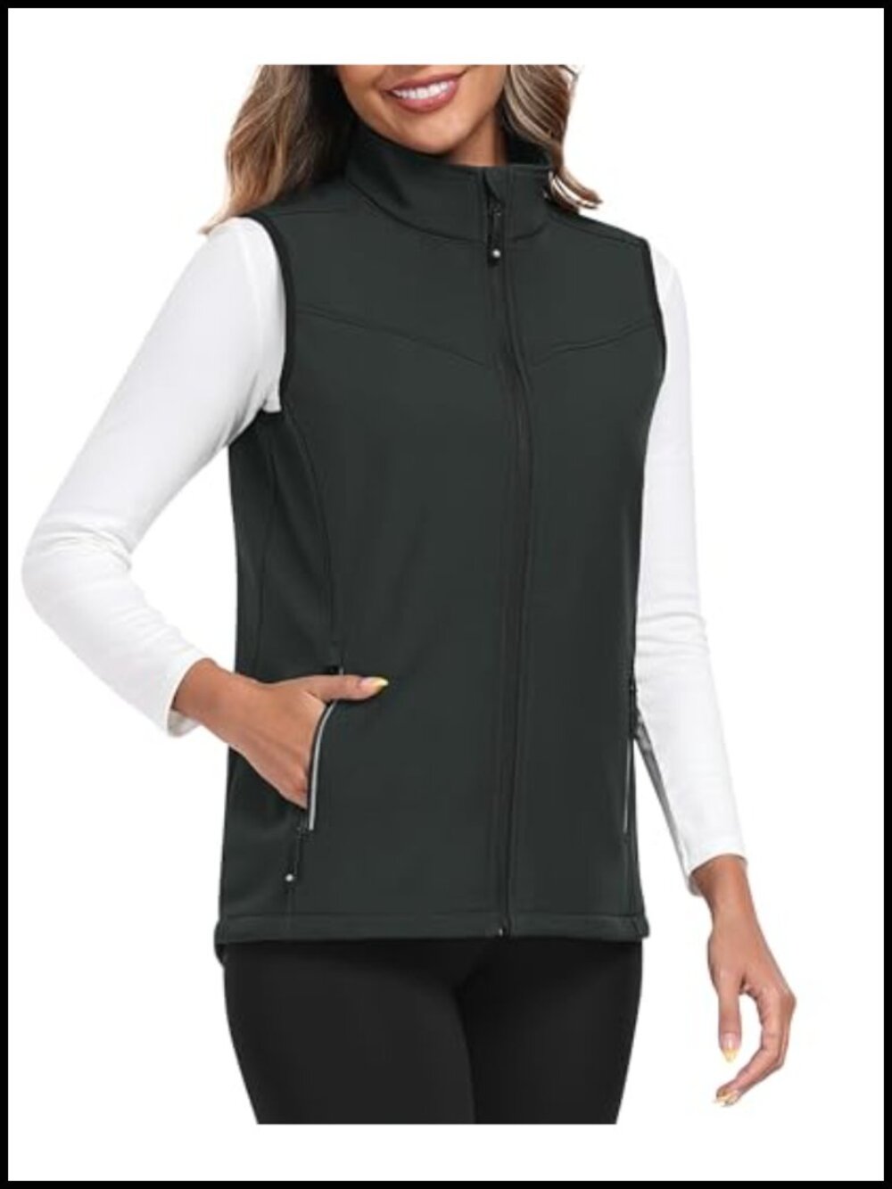 Fleece Lined Softshell Vest Lightweight Sleeveless Jacket Windproof